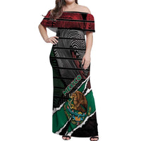 Personalized Mexico Off Shoulder Maxi Dress Mexican Patriotic Eagle Emblem - Fierce National Pride - Wonder Print Shop