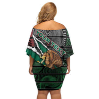 Personalized Mexico Off Shoulder Short Dress Mexican Patriotic Eagle Emblem - Fierce National Pride - Wonder Print Shop