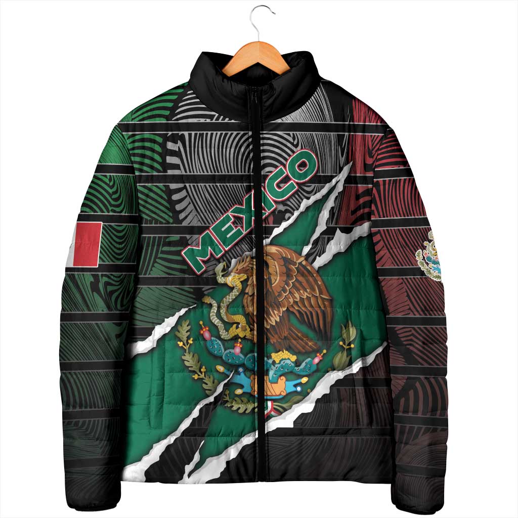 Personalized Mexico Padded Jacket Mexican Patriotic Eagle Emblem - Fierce National Pride - Wonder Print Shop