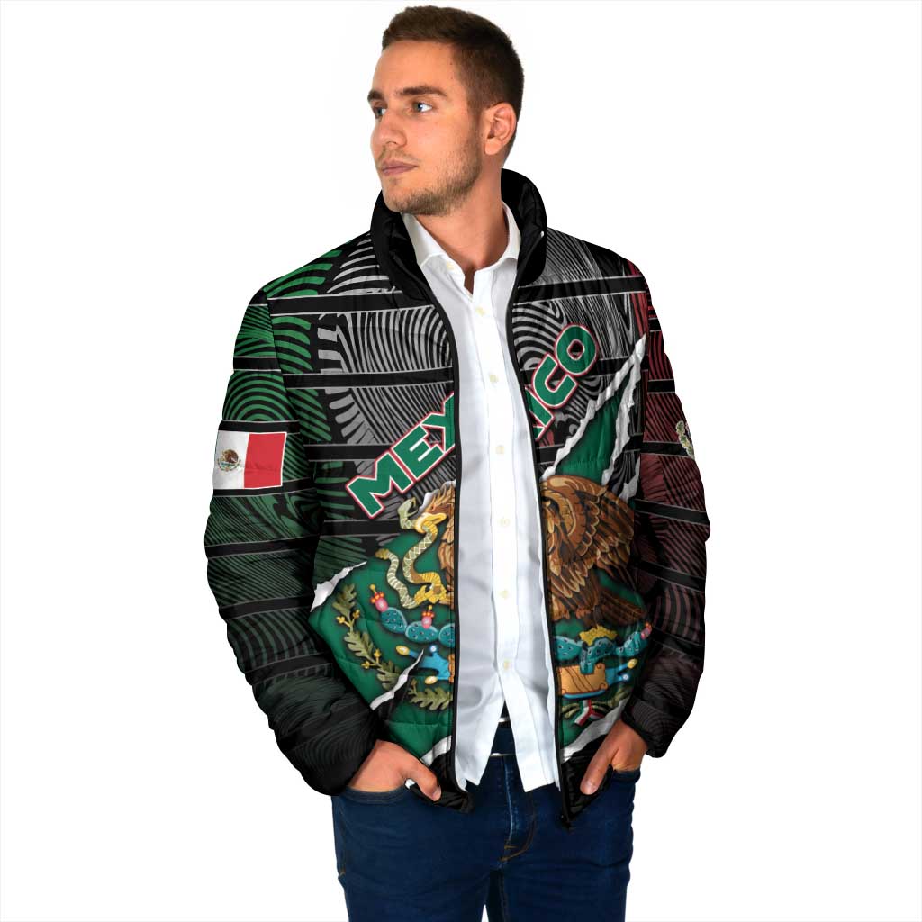 Personalized Mexico Padded Jacket Mexican Patriotic Eagle Emblem - Fierce National Pride - Wonder Print Shop