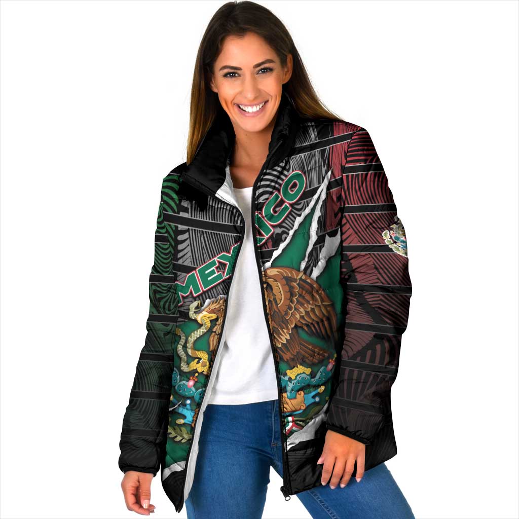 Personalized Mexico Padded Jacket Mexican Patriotic Eagle Emblem - Fierce National Pride - Wonder Print Shop