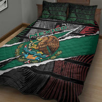 Mexico Quilt Bed Set Mexican Patriotic Eagle Emblem - Fierce National Pride - Wonder Print Shop