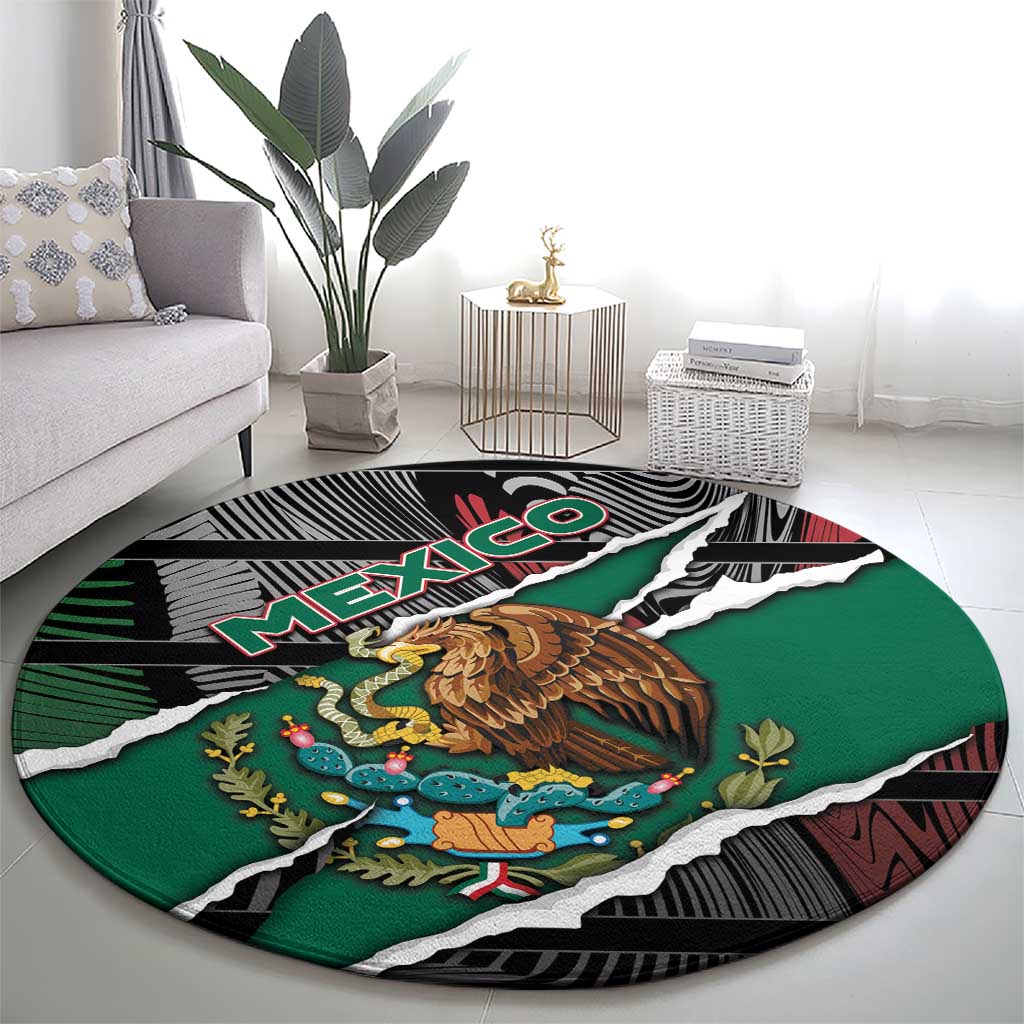 Mexico Round Carpet Mexican Patriotic Eagle Emblem - Fierce National Pride - Wonder Print Shop