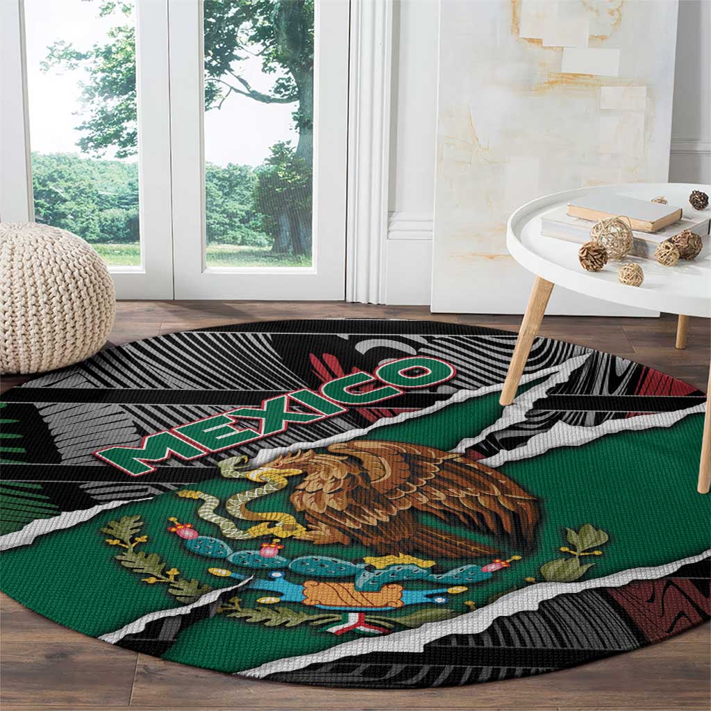 Mexico Round Carpet Mexican Patriotic Eagle Emblem - Fierce National Pride - Wonder Print Shop