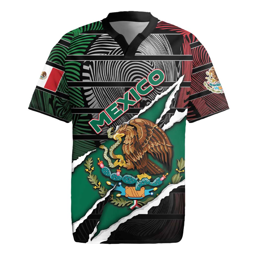Personalized Mexico Rugby Jersey Mexican Patriotic Eagle Emblem - Fierce National Pride - Wonder Print Shop