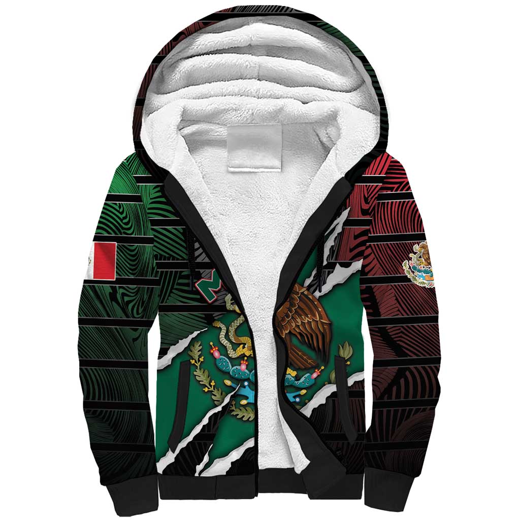 Personalized Mexico Sherpa Hoodie Mexican Patriotic Eagle Emblem - Fierce National Pride - Wonder Print Shop
