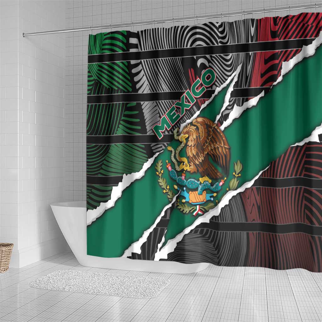 Mexico Shower Curtain Mexican Patriotic Eagle Emblem - Fierce National Pride - Wonder Print Shop