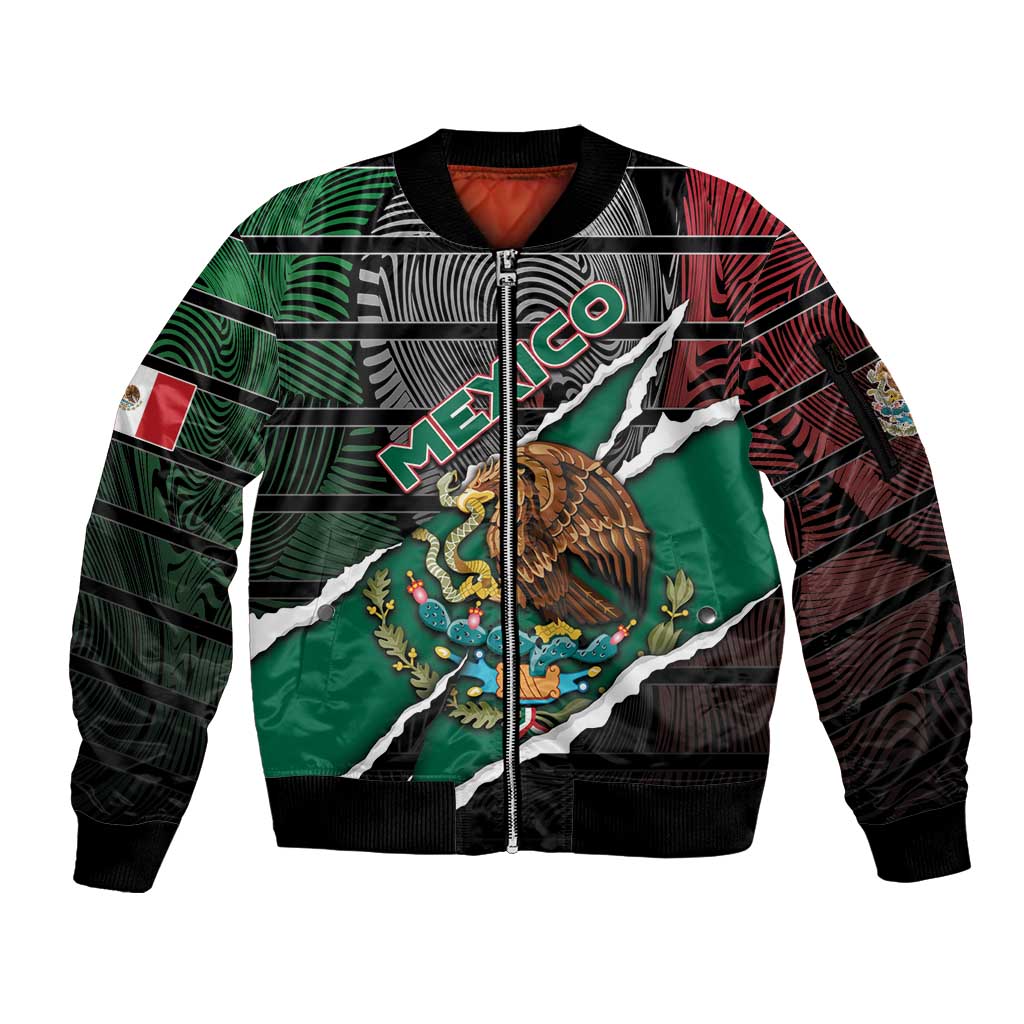 Personalized Mexico Sleeve Zip Bomber Jacket Mexican Patriotic Eagle Emblem - Fierce National Pride - Wonder Print Shop