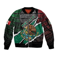 Personalized Mexico Sleeve Zip Bomber Jacket Mexican Patriotic Eagle Emblem - Fierce National Pride - Wonder Print Shop