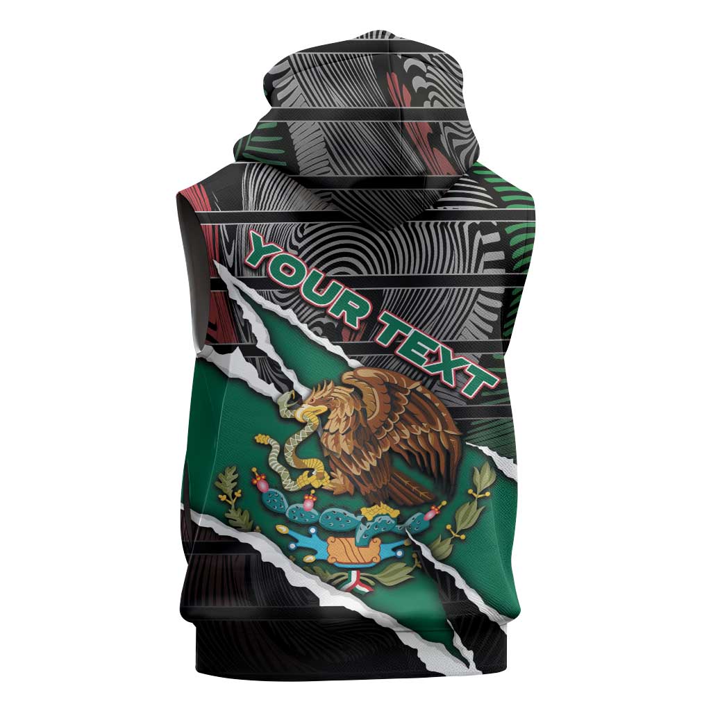 Personalized Mexico Sleeveless Zip Hoodie Mexican Patriotic Eagle Emblem - Fierce National Pride - Wonder Print Shop