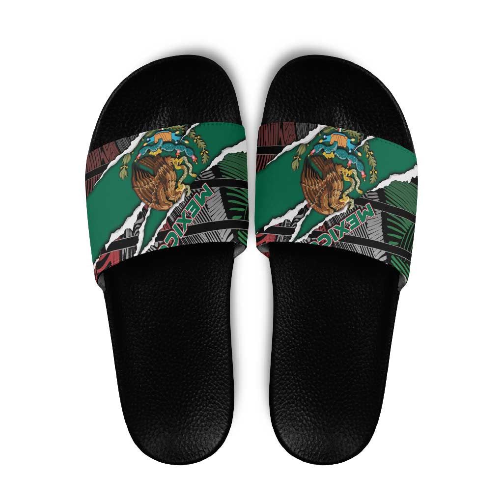 Mexico Slide Sandals Mexican Patriotic Eagle Emblem - Fierce National Pride - Wonder Print Shop