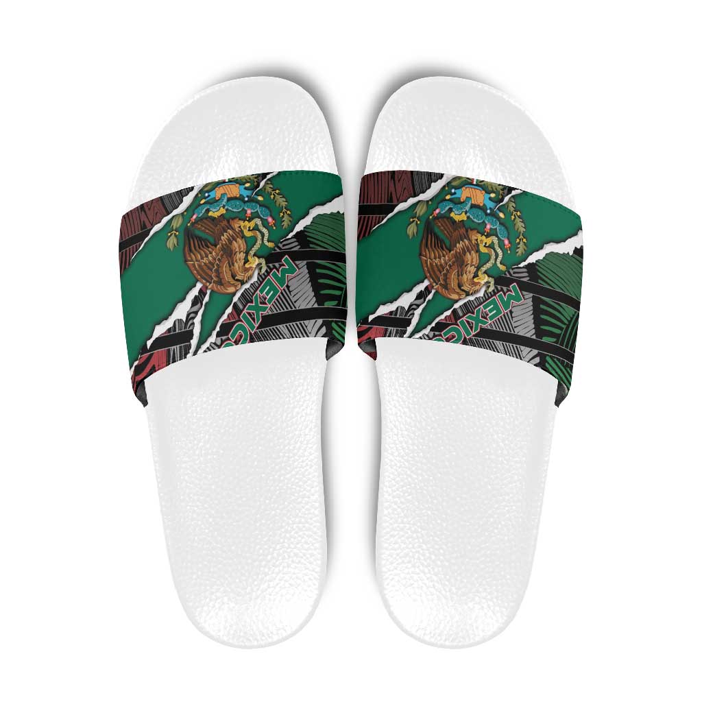 Mexico Slide Sandals Mexican Patriotic Eagle Emblem - Fierce National Pride - Wonder Print Shop