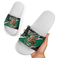 Mexico Slide Sandals Mexican Patriotic Eagle Emblem - Fierce National Pride - Wonder Print Shop