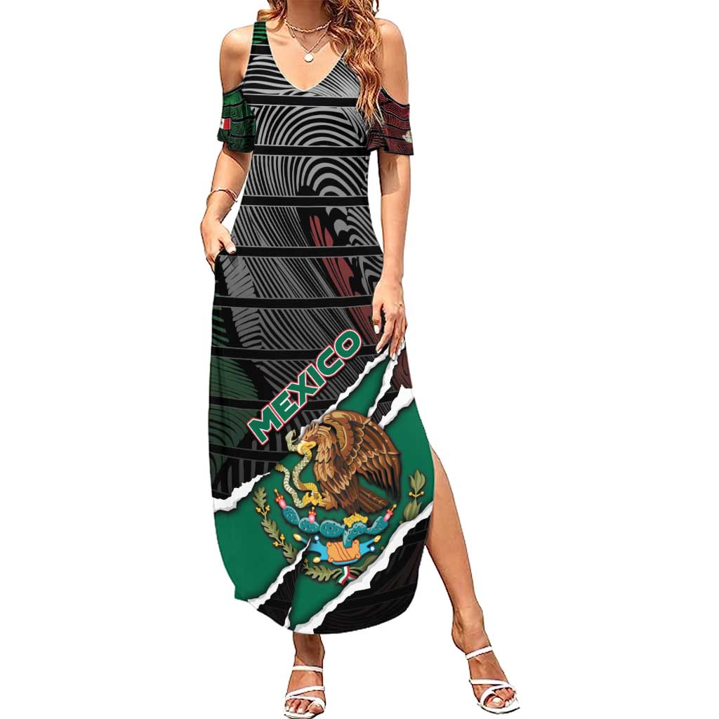 Personalized Mexico Summer Maxi Dress Mexican Patriotic Eagle Emblem - Fierce National Pride - Wonder Print Shop