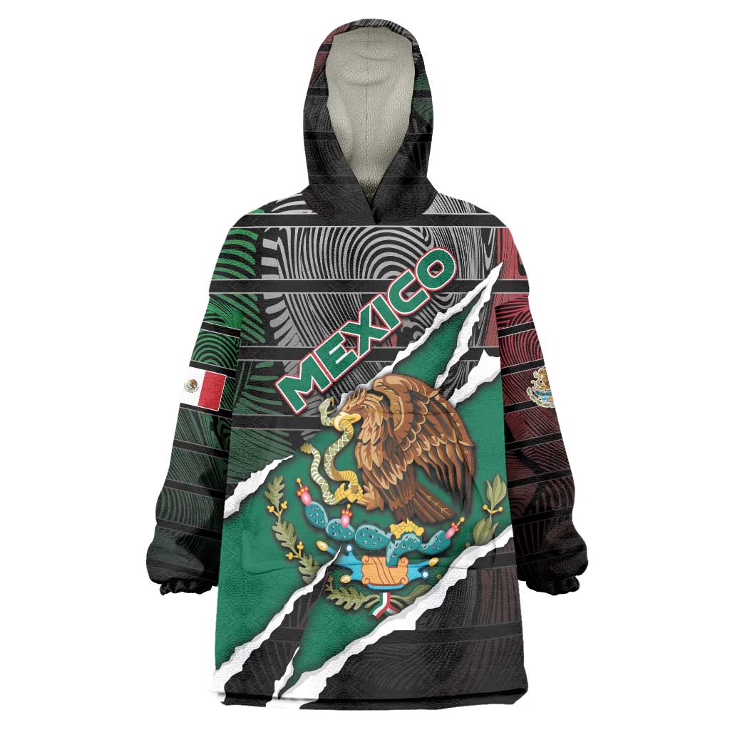 Personalized Mexico Wearable Blanket Hoodie Mexican Patriotic Eagle Emblem - Fierce National Pride - Wonder Print Shop