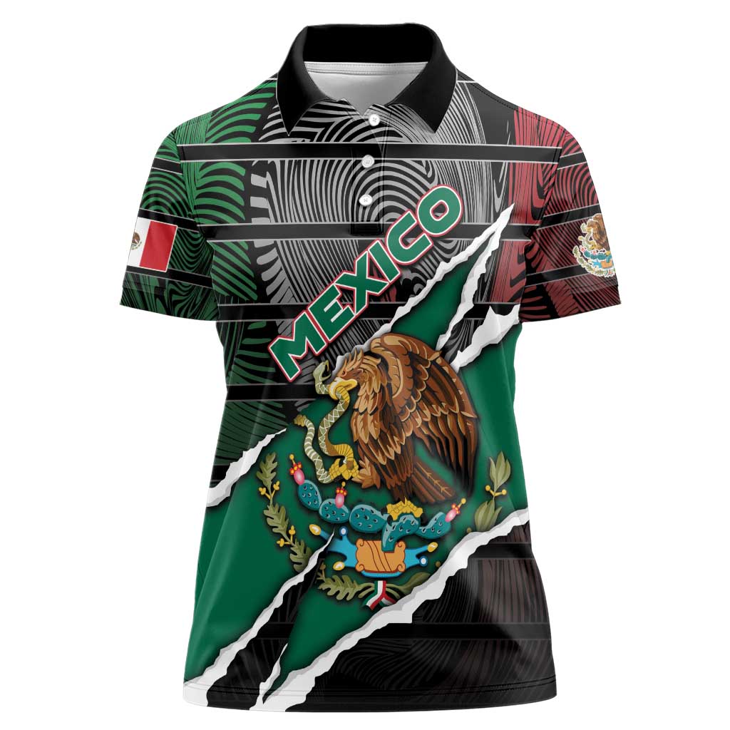 Personalized Mexico Women Polo Shirt Mexican Patriotic Eagle Emblem - Fierce National Pride - Wonder Print Shop
