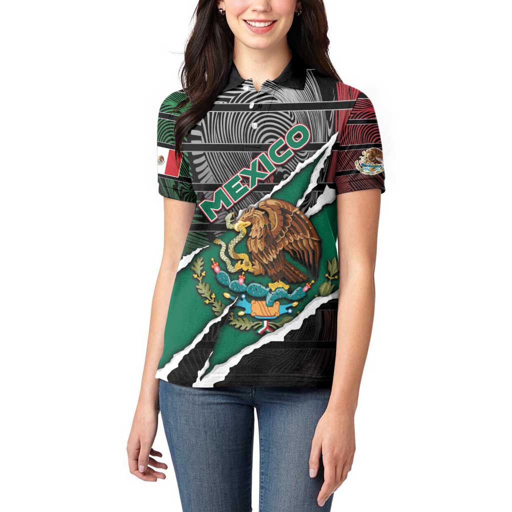Personalized Mexico Women Polo Shirt Mexican Patriotic Eagle Emblem - Fierce National Pride - Wonder Print Shop