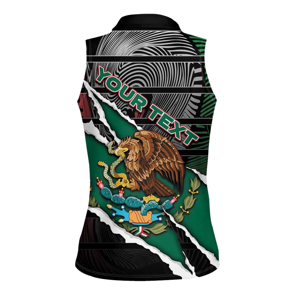 Personalized Mexico Women Sleeveless Polo Shirt Mexican Patriotic Eagle Emblem - Fierce National Pride - Wonder Print Shop