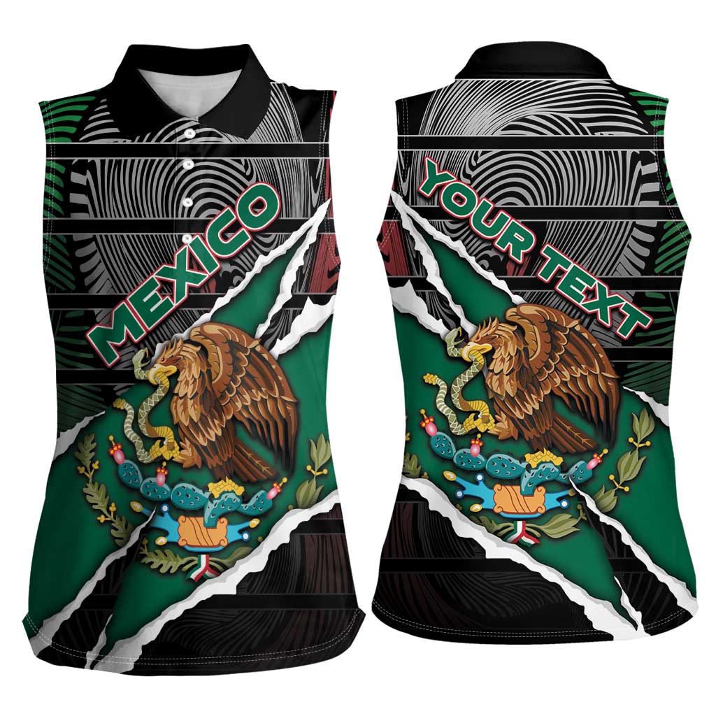 Personalized Mexico Women Sleeveless Polo Shirt Mexican Patriotic Eagle Emblem - Fierce National Pride - Wonder Print Shop