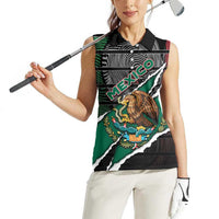 Personalized Mexico Women Sleeveless Polo Shirt Mexican Patriotic Eagle Emblem - Fierce National Pride - Wonder Print Shop