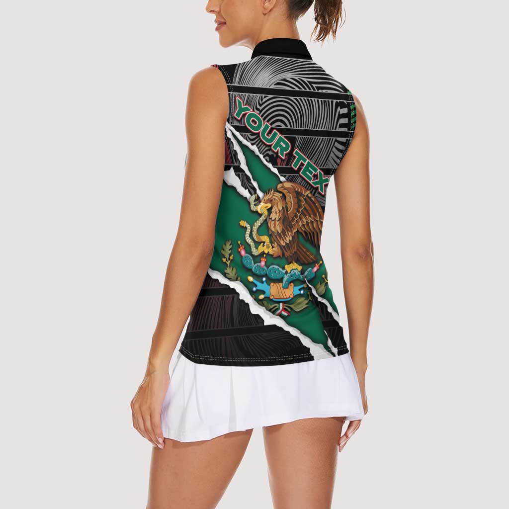 Personalized Mexico Women Sleeveless Polo Shirt Mexican Patriotic Eagle Emblem - Fierce National Pride - Wonder Print Shop
