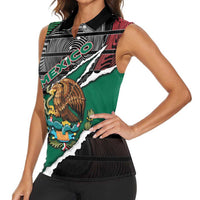 Personalized Mexico Women Sleeveless Polo Shirt Mexican Patriotic Eagle Emblem - Fierce National Pride - Wonder Print Shop