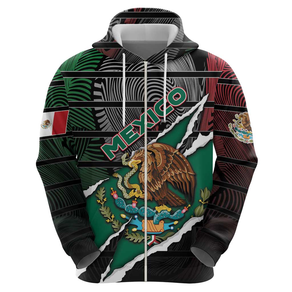 Personalized Mexico Zip Hoodie Mexican Patriotic Eagle Emblem - Fierce National Pride - Wonder Print Shop