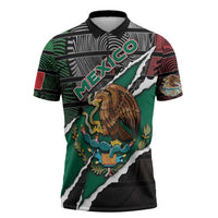 Personalized Mexico Zipper Polo Shirt Mexican Patriotic Eagle Emblem - Fierce National Pride - Wonder Print Shop