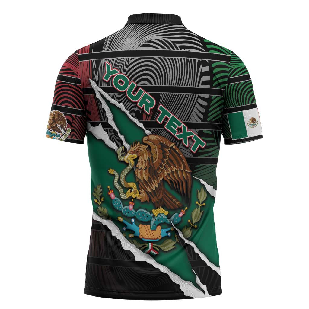 Personalized Mexico Zipper Polo Shirt Mexican Patriotic Eagle Emblem - Fierce National Pride - Wonder Print Shop