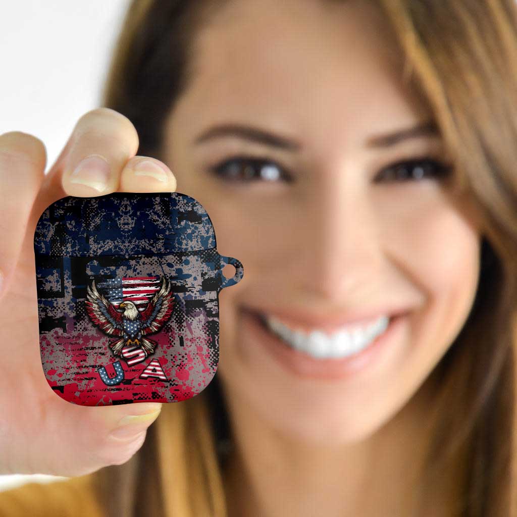 Patriotic Rebel American AirPods Case Grunge USA Eagle Flag - Wonder Print Shop