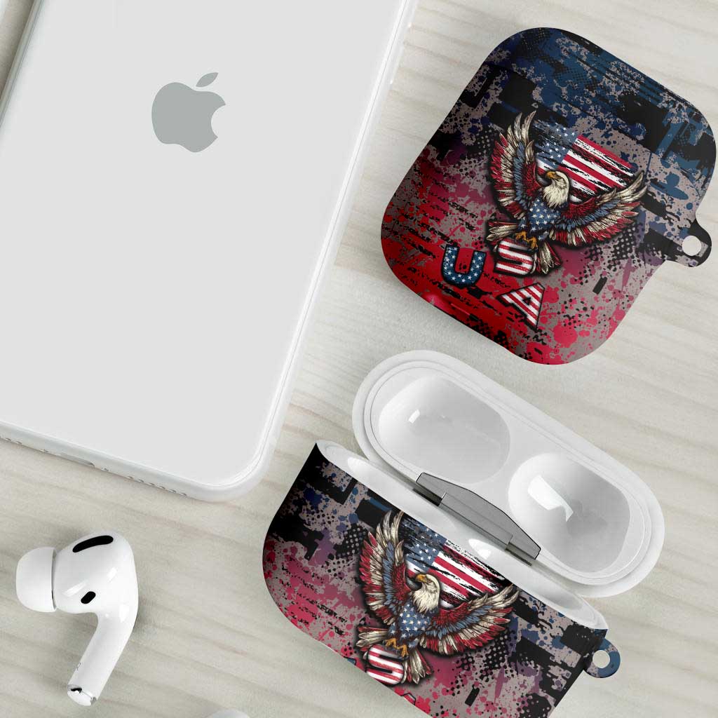 Patriotic Rebel American AirPods Case Grunge USA Eagle Flag - Wonder Print Shop