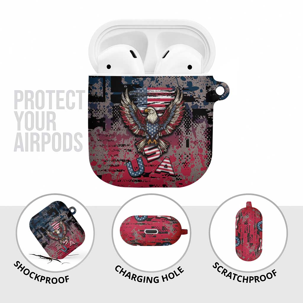 Patriotic Rebel American AirPods Case Grunge USA Eagle Flag - Wonder Print Shop