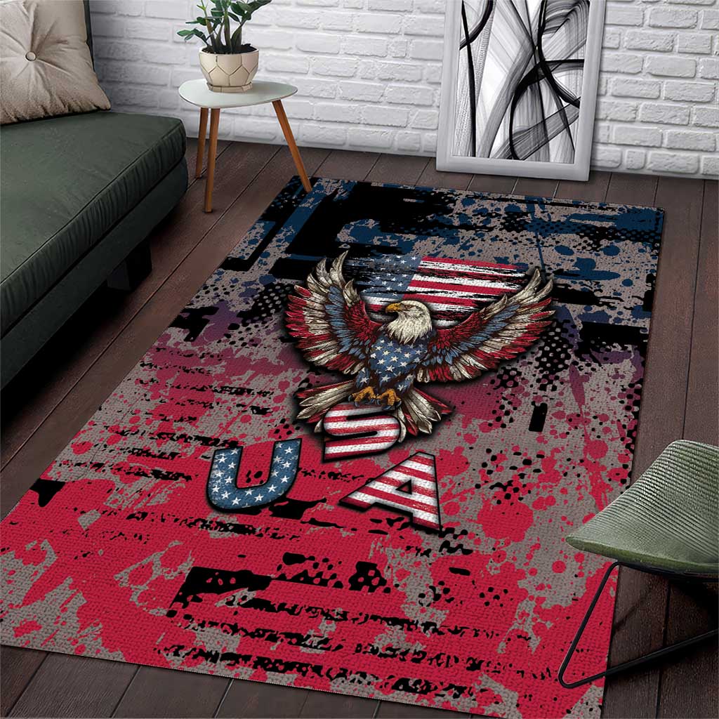 Patriotic Rebel American Area Rug Grunge USA Eagle Flag - Wonder Print Shop