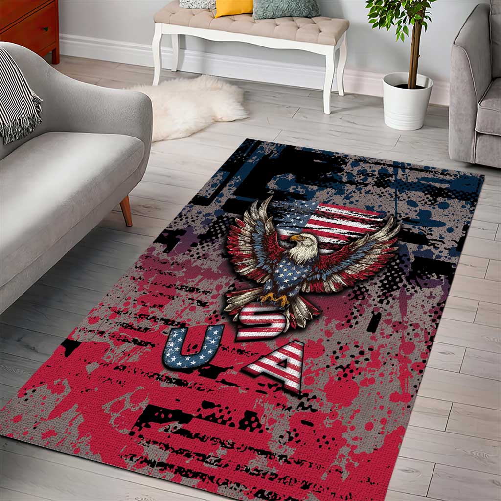 Patriotic Rebel American Area Rug Grunge USA Eagle Flag - Wonder Print Shop