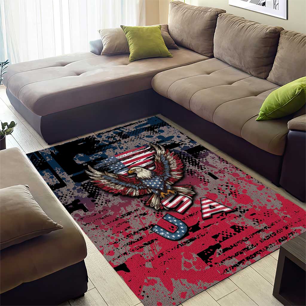 Patriotic Rebel American Area Rug Grunge USA Eagle Flag - Wonder Print Shop