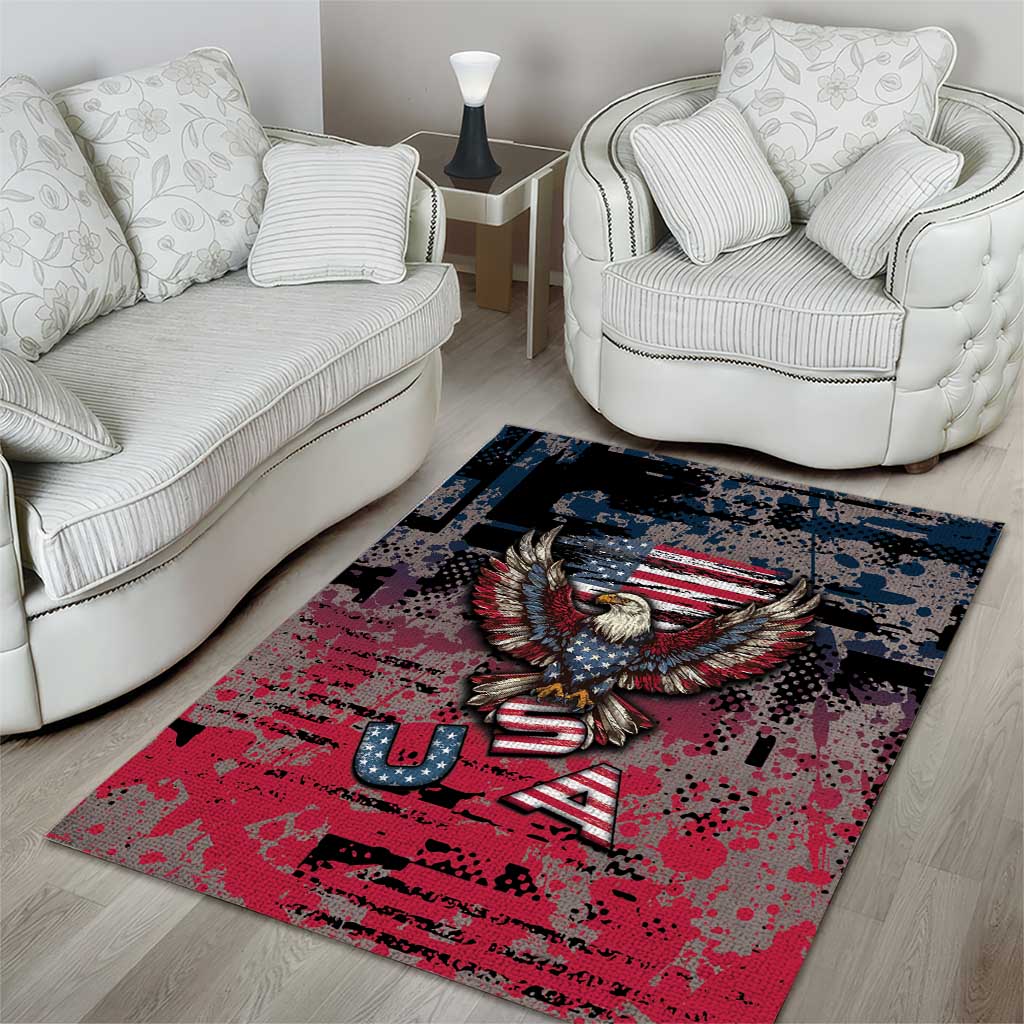 Patriotic Rebel American Area Rug Grunge USA Eagle Flag - Wonder Print Shop