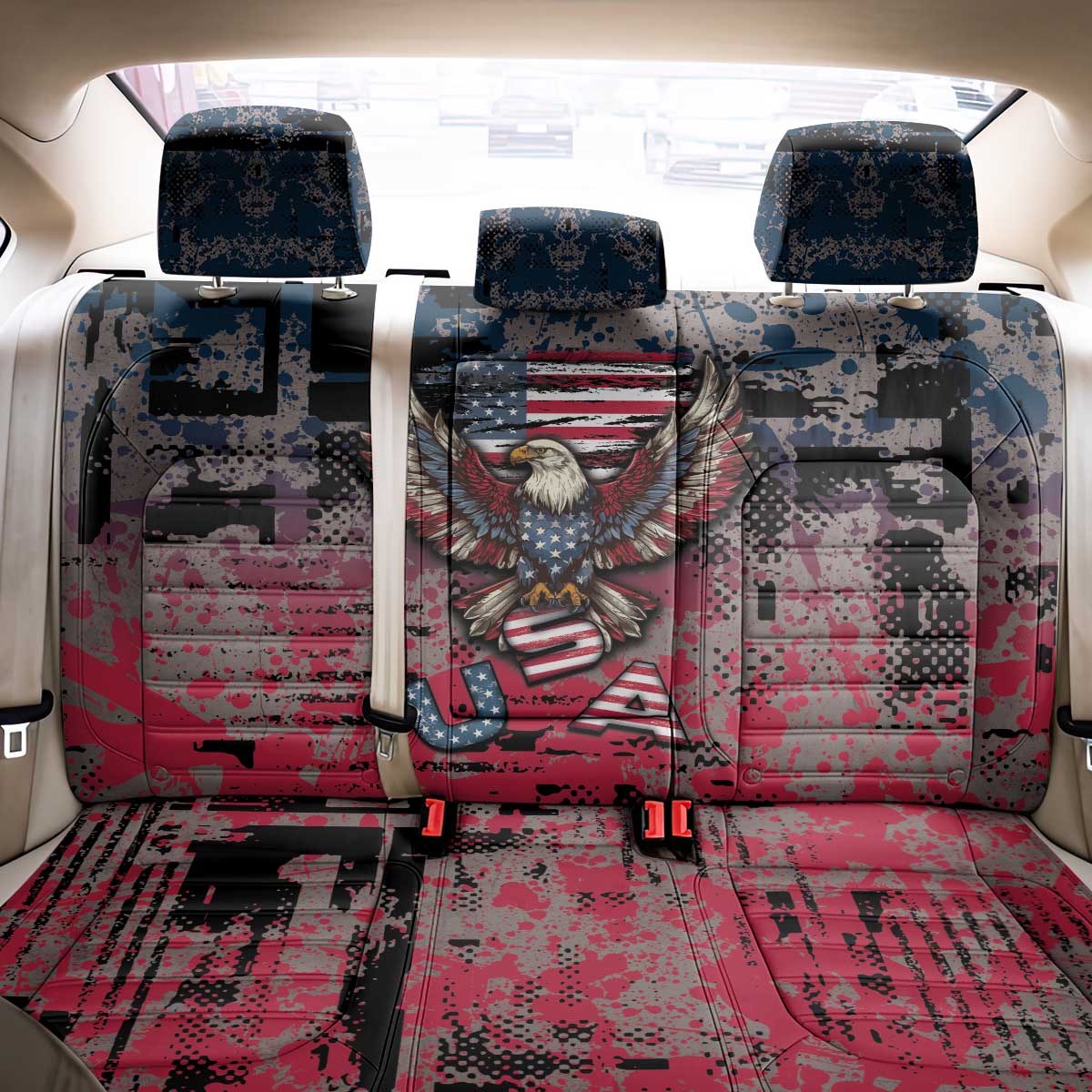 Patriotic Rebel American Back Car Seat Cover Grunge USA Eagle Flag - Wonder Print Shop