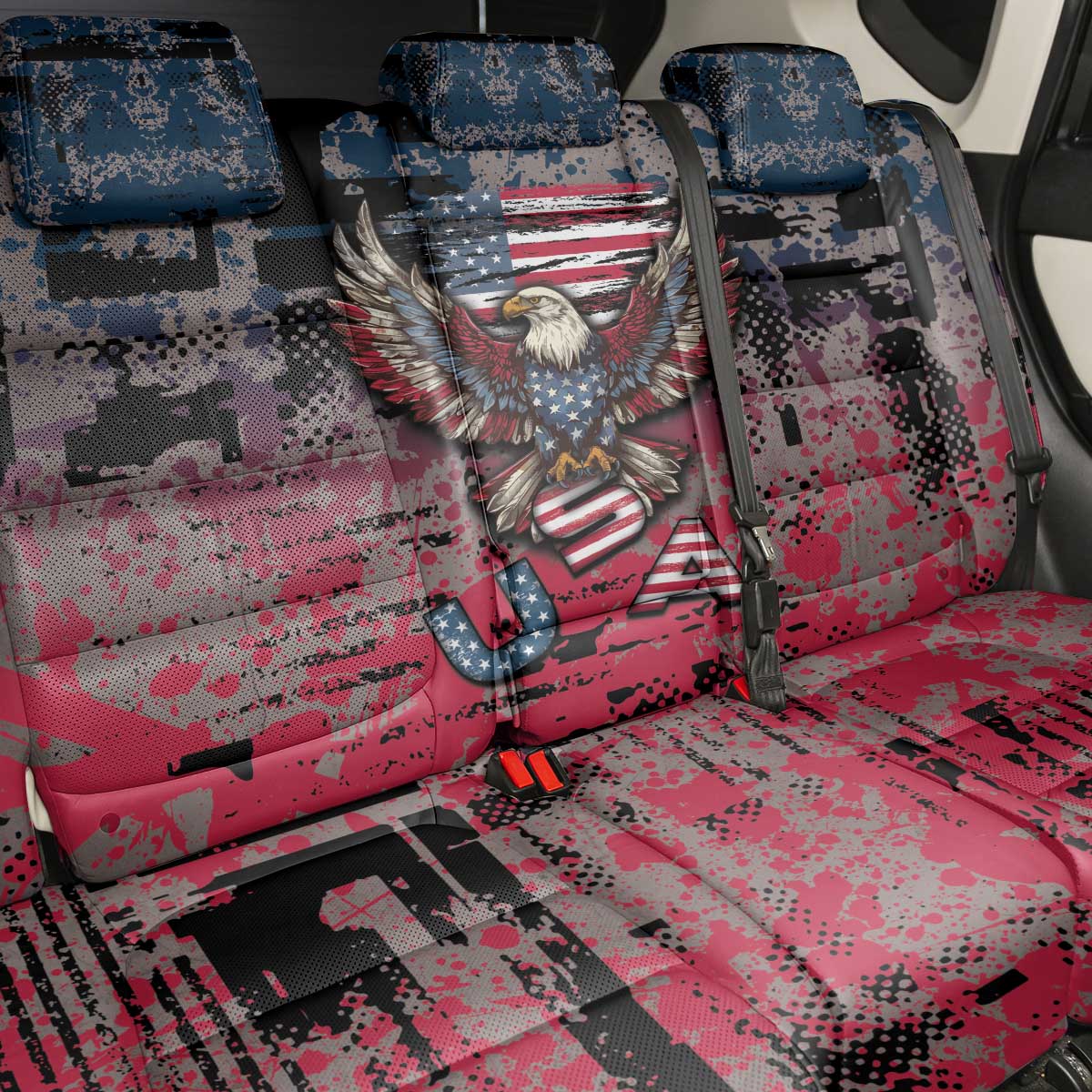 Patriotic Rebel American Back Car Seat Cover Grunge USA Eagle Flag - Wonder Print Shop