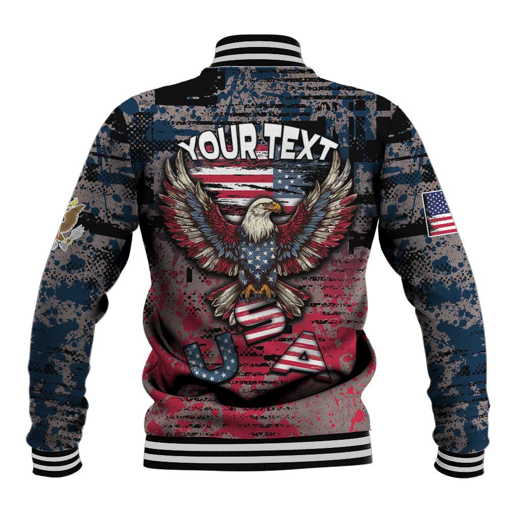 Personalized Patriotic Rebel American Baseball Jacket Grunge USA Eagle Flag - Wonder Print Shop