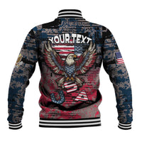 Personalized Patriotic Rebel American Baseball Jacket Grunge USA Eagle Flag - Wonder Print Shop