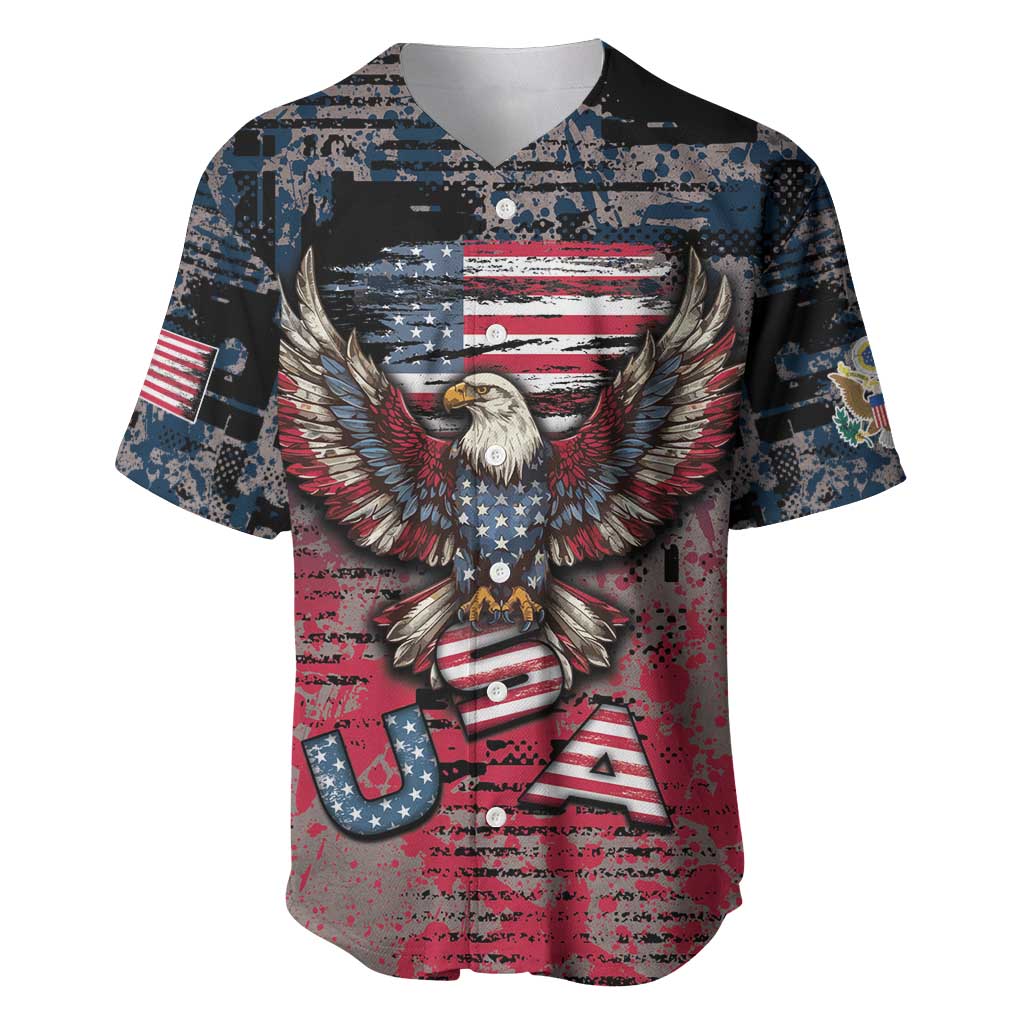 Personalized Patriotic Rebel American Baseball Jersey Grunge USA Eagle Flag - Wonder Print Shop