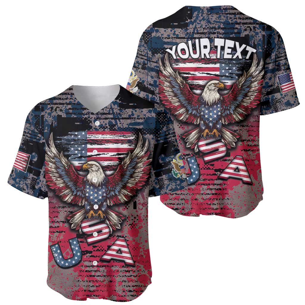 Personalized Patriotic Rebel American Baseball Jersey Grunge USA Eagle Flag - Wonder Print Shop