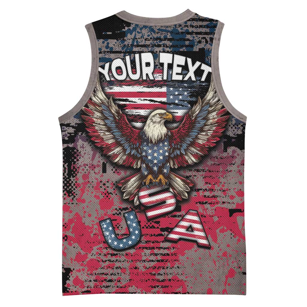 Personalized Patriotic Rebel American Basketball Jersey Grunge USA Eagle Flag - Wonder Print Shop