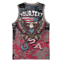 Personalized Patriotic Rebel American Basketball Jersey Grunge USA Eagle Flag - Wonder Print Shop