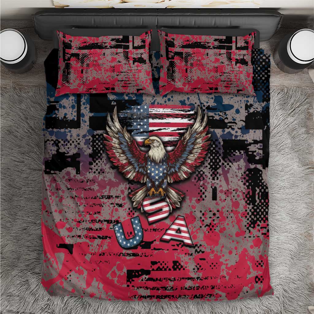 Patriotic Rebel American Bedding Set Grunge USA Eagle Flag - Wonder Print Shop