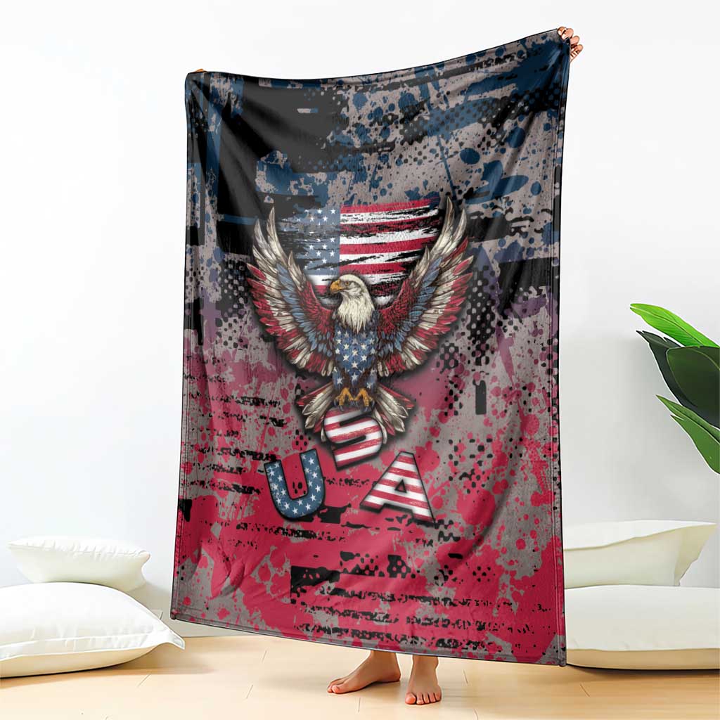 Patriotic Rebel American Blanket Grunge USA Eagle Flag - Wonder Print Shop