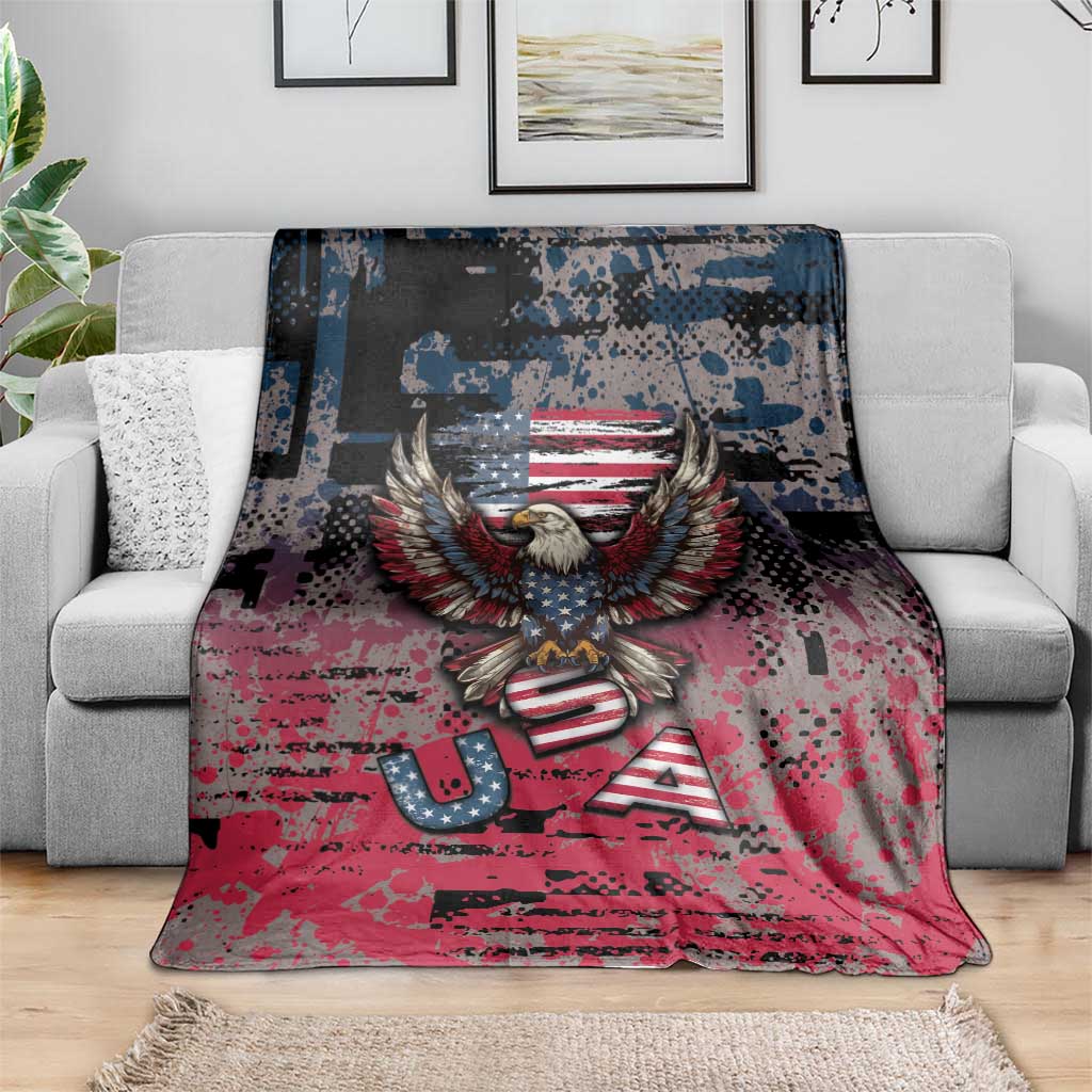 Patriotic Rebel American Blanket Grunge USA Eagle Flag - Wonder Print Shop