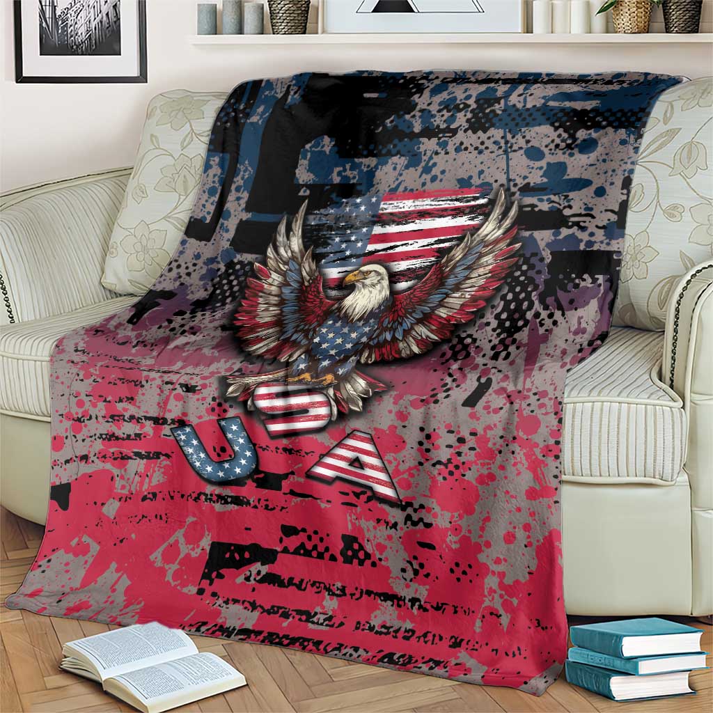 Patriotic Rebel American Blanket Grunge USA Eagle Flag - Wonder Print Shop