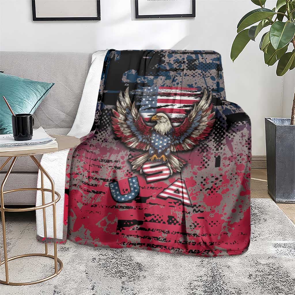 Patriotic Rebel American Blanket Grunge USA Eagle Flag - Wonder Print Shop