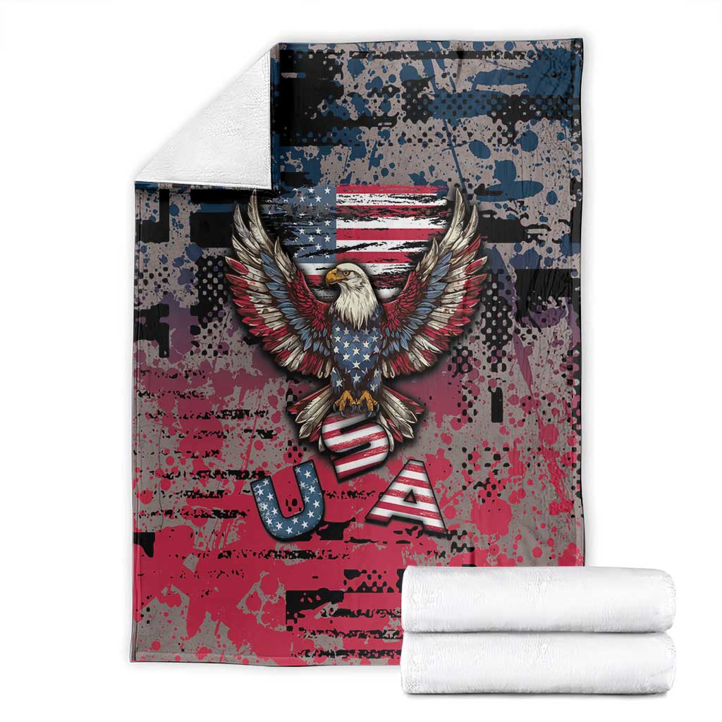 Patriotic Rebel American Blanket Grunge USA Eagle Flag - Wonder Print Shop